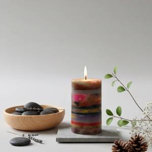 Upcycling Schichtkerze «Konglomerat» aus Bienenwachs